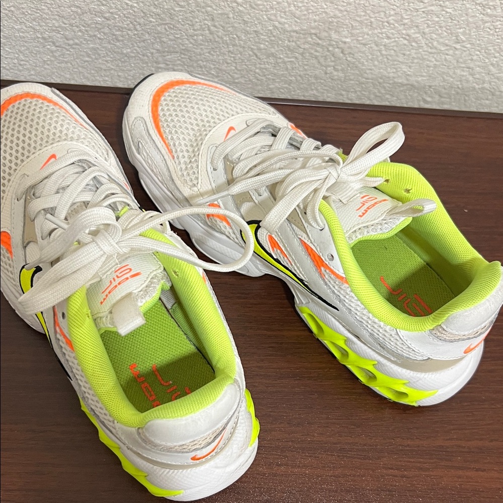 Nike Kids White Sneakers with Neon Yellow and Orange Accents - Picture 3 of 6